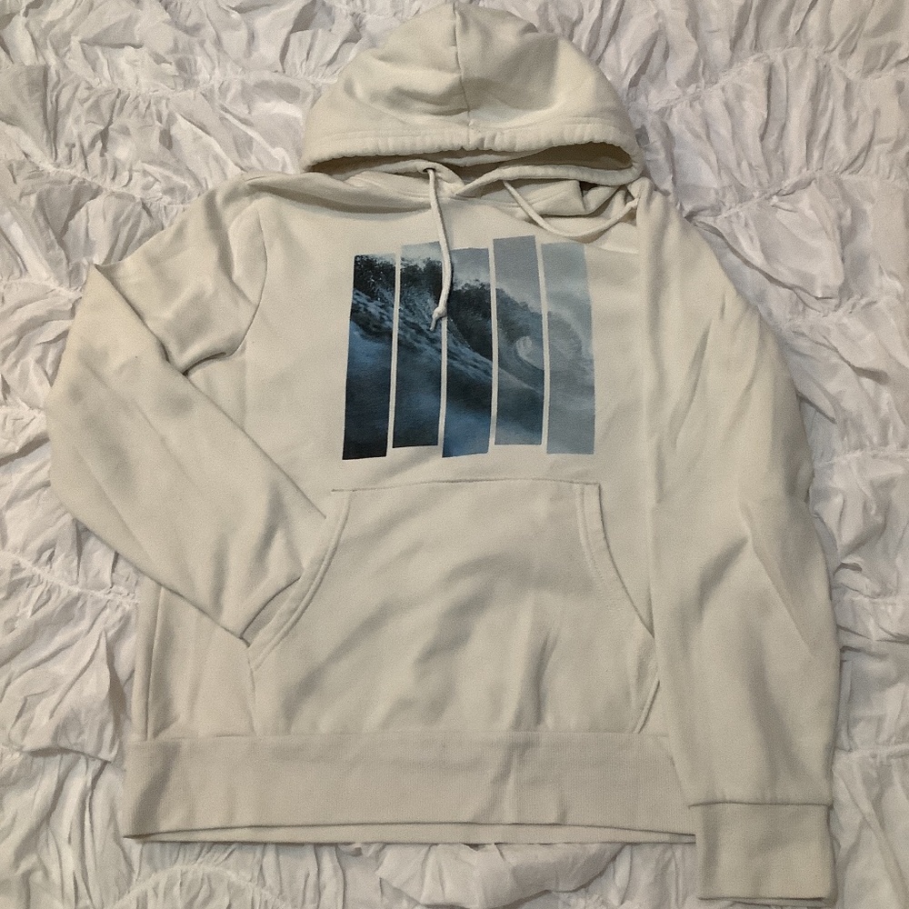 White Graphic Wave / Ocean Hoodie